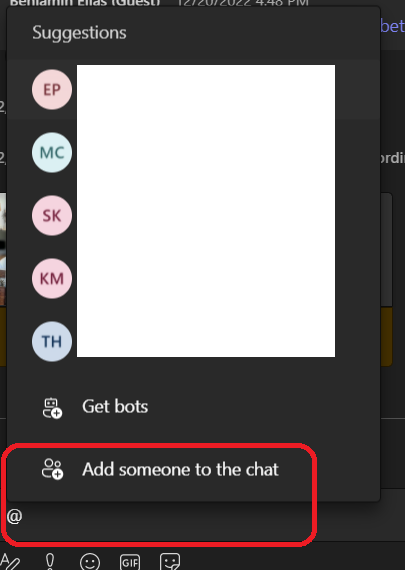 Teams – It is now easier to add somebody to a group chat